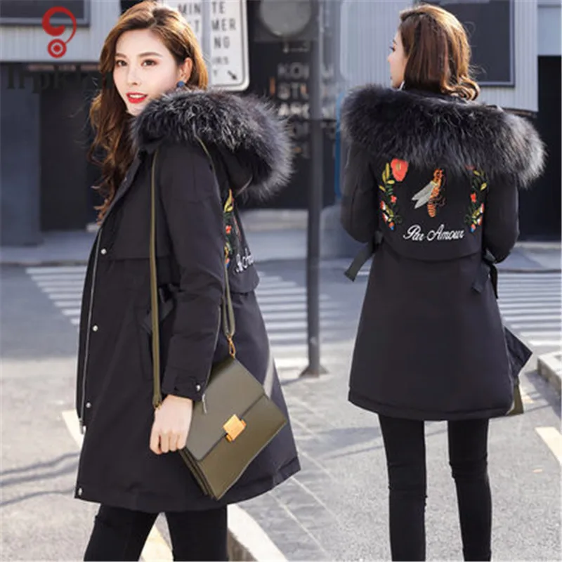 Parka Women Jackets Winter Long Hooded Women Winter Coat Korean Style Adjustable Waist 2018 New Parkas Female LZ980 (7)