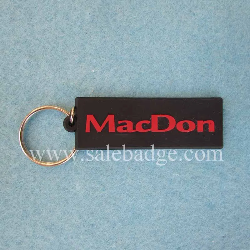 Custom PVC Logo Keychains Black&Red Letters Embossed key Chainsin