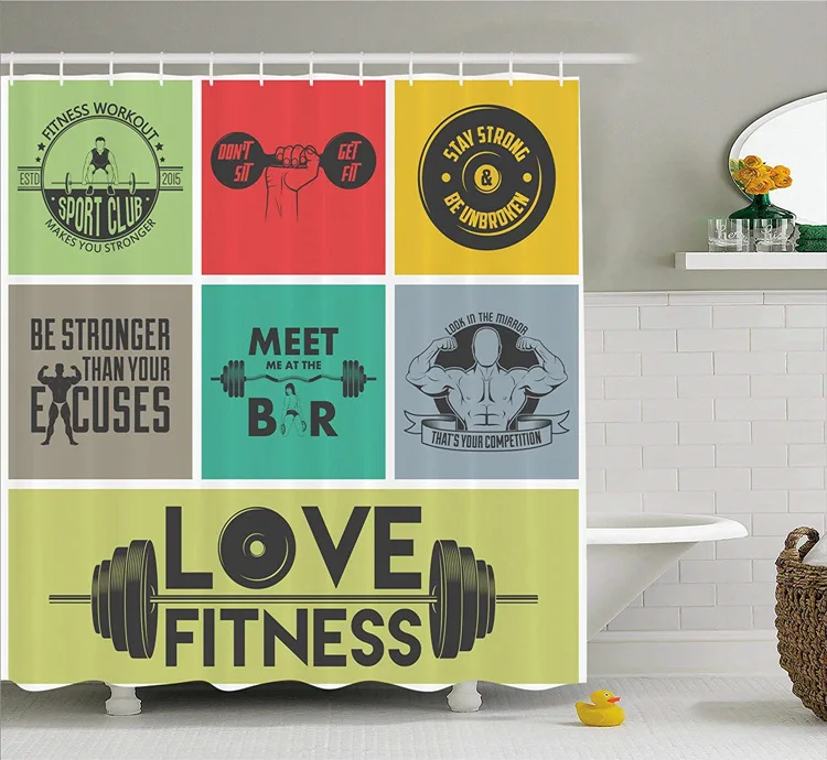 

Funny Love Fitness Quotes Gifts Exercise Workout Motivational Quotes Shower Curtains Bathroom Cool Active Healthy Lifestyle Gym