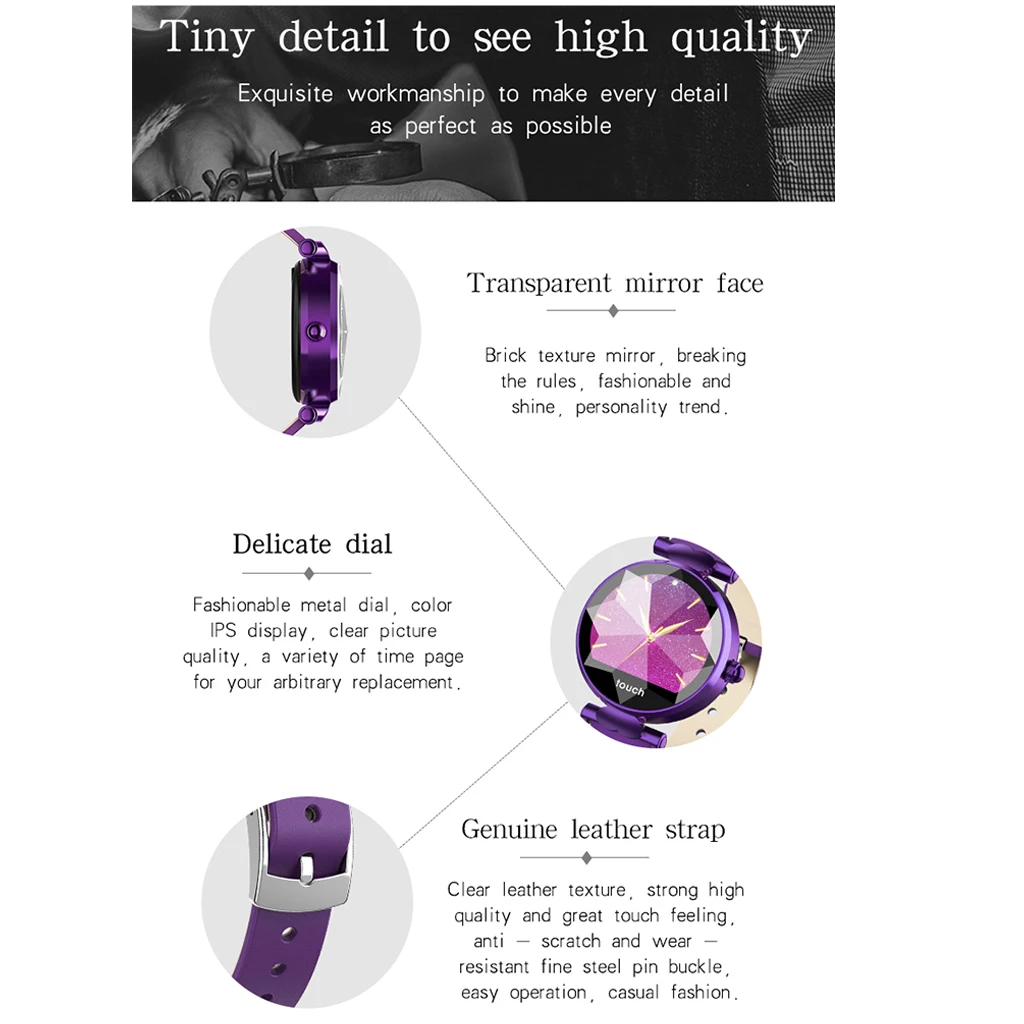 B80 Women Smart Bracelet Leather strap Smart  Watch Fashion IP67 Fitness Tracker Heart Rate Monitor Blood Pressure