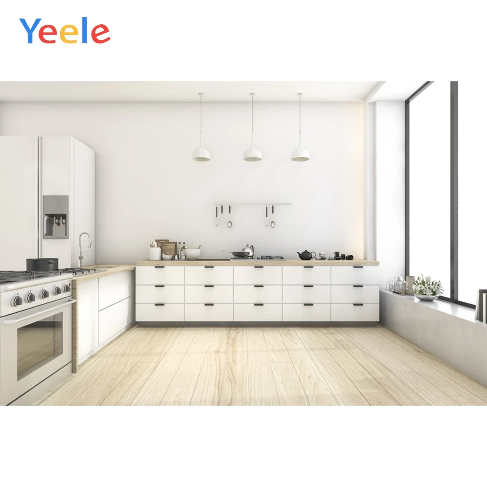 

Yeele Wooden Kitchen Backdrops Neat White Cabinet Vinyl Photocall Photography Background Photographic Backdrop For Photo Studio