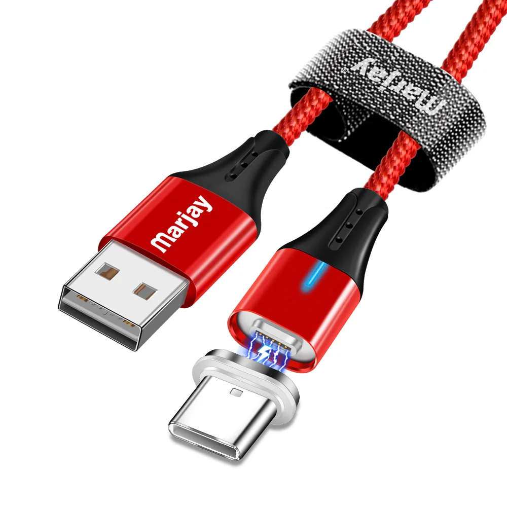 Магнитный зарядный Micro USB кабель Marjay для мобильного телефона iPhone samsung Xiaomi QC3.0, быстрое магнитное зарядное устройство, кабель usb type-C - Цвет: Red Type C Cable