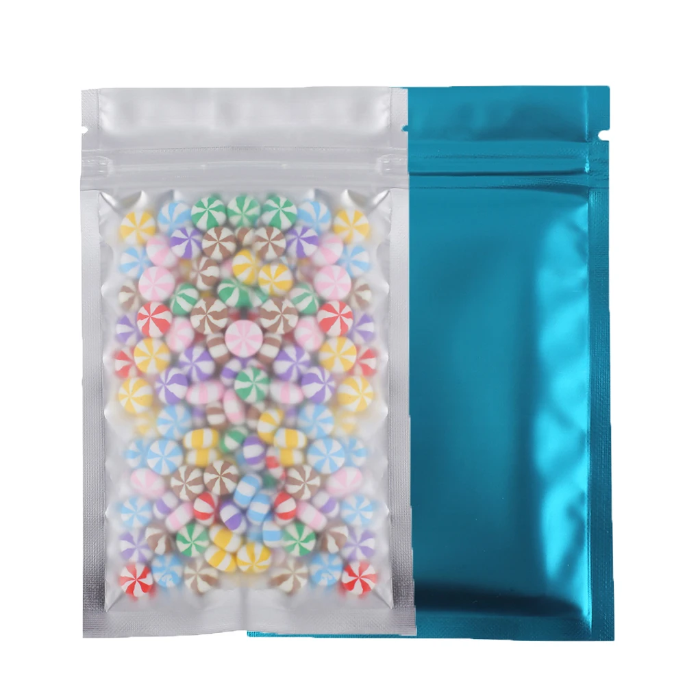 Различные размеры цвета 100x Матовая полупрозрачная плоская сумка на молнии прозрачная передняя теплоизоляционная фольга Майларовый замок для хранения с прорезью