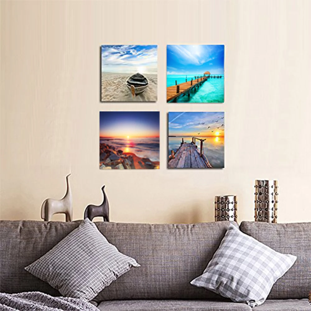 4-stuks-Zeegezicht-zonsondergang-Foto-print-wereld-reizen-en-toerisme-muur-size-moderne-woonkamer-muur-decor (4)
