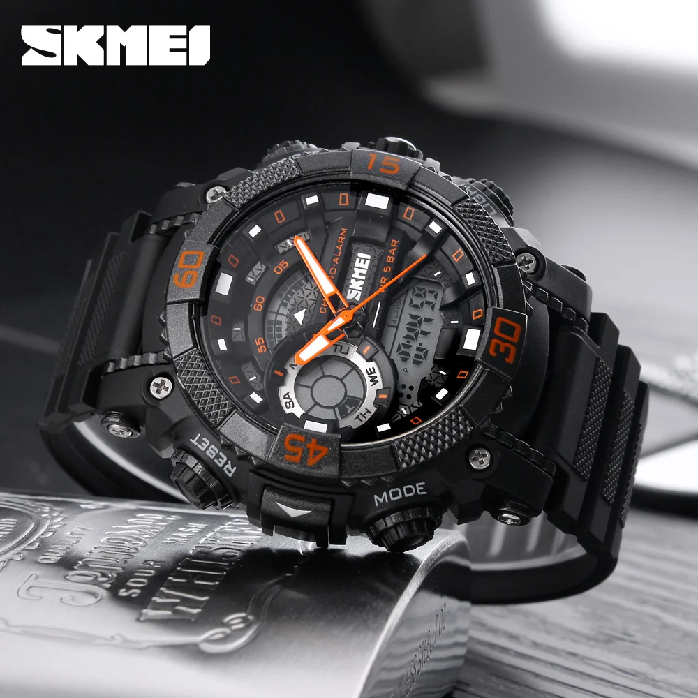 Fashion Outdoor Sports Watches Men SKMEI Brand Dual Display LED Digital analog Quartz Watch Men 50M Waterproof Swimming Watch Fashion Outdoor Sports Watches Men SKMEI Brand Dual Display LED Digital analog Quartz Watch Men 50M Waterproof Swimming Watch