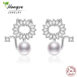 Hongye Pendientes Новый Brincos Лидер продаж аутентичные 925 пробы серебро Bijoux милый романтический Cat маленькие серьги для подарок для девочек вечерние