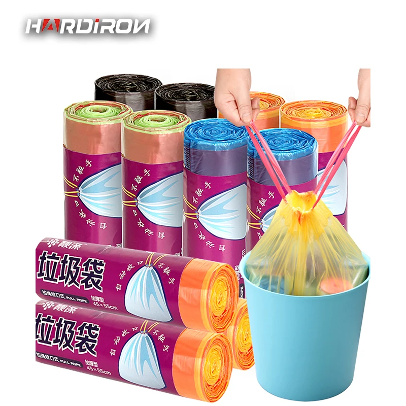 

HARDIRON Color Portable Drawstring Garbage Bag Thickening Household Disposable Automatic Closing Kitchen Plastic Bag