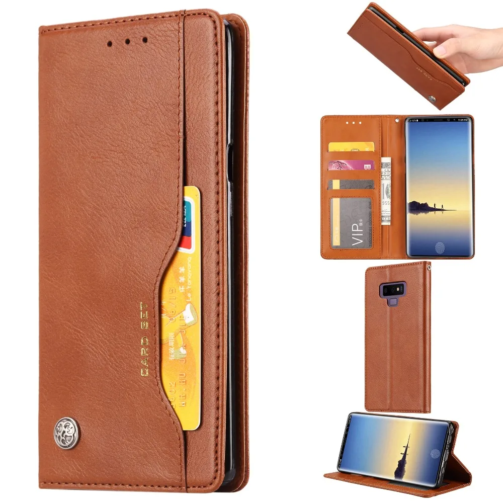 

Flip Leather Case for Samsung Galaxy Note 10 Plus 5G 9 S10 S10e S9 A6 A8 J2 Pro 2018 J4 J6 Prime Card Slot Magnetic Cover Funda