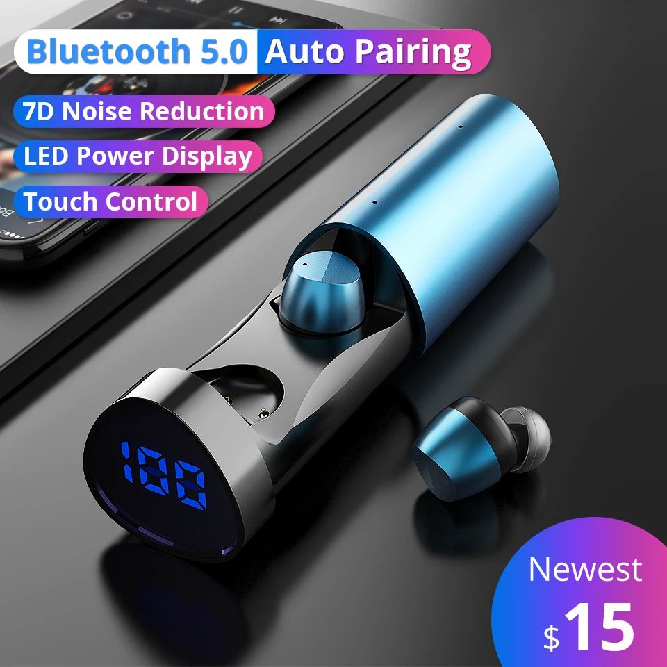 

Langsdom 2019 TWS Wireless Earphone Bluetooth Headphones LED Power Display Headset For Phone Bluetooth Earbuds with Microphone