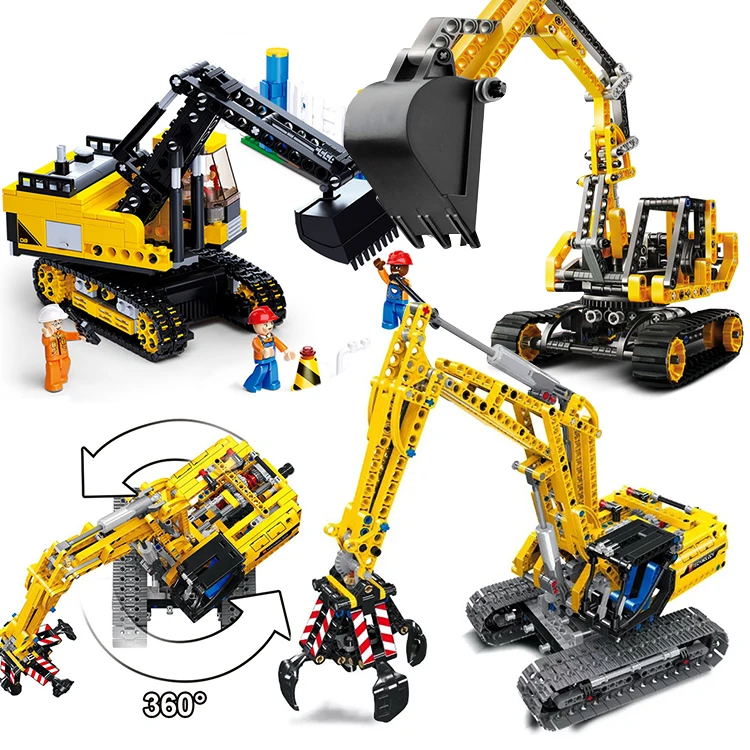 

City Compatible technic MOC forklift constructor Excavator sets Vehicles Model Building Blocks Bricks Toy bulldozer