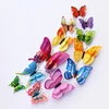 12Pcs Mixed color Double layer Butterfly 3D Wall Sticker for wedding decoration Magnet Butterflies Fridge stickers Home decor 5