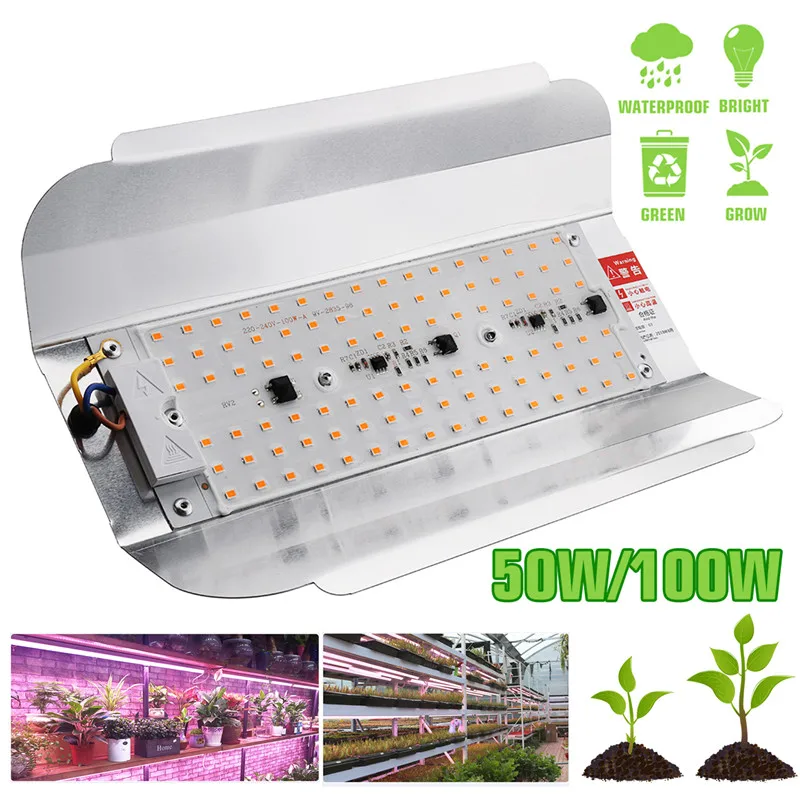 

High Efficiency LED Grow Lights 50W/100W Full Spectrum Phyto Flood lights Iodine Lamp AC 220V LED Grow Lamp IP65 Waterproof