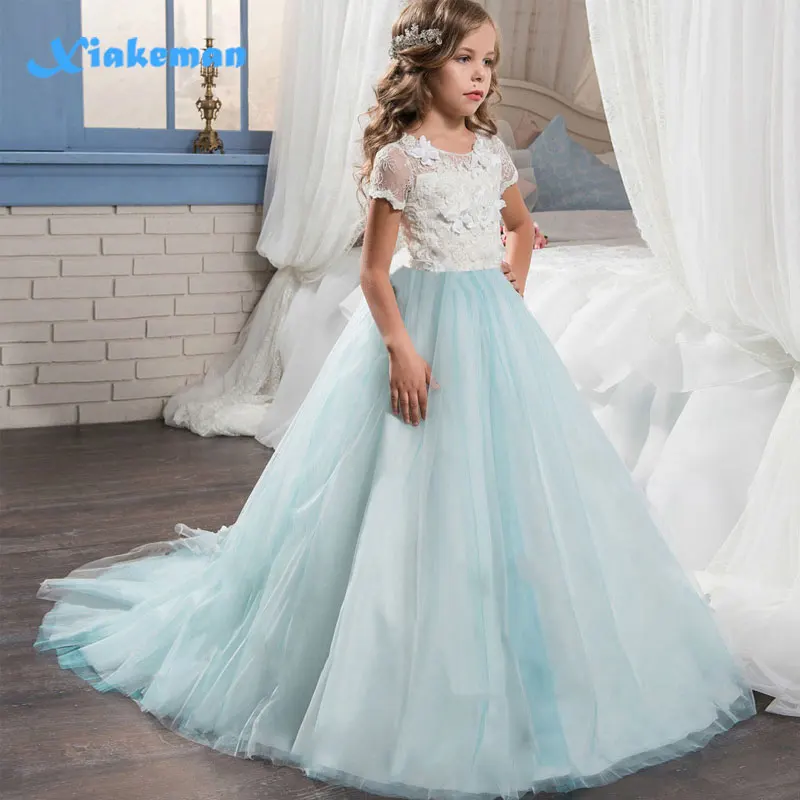 

Girls Dress For Teenager Graduation Wedding Bridesmaids Tulle Long Prom Halloween Party Holiday Elegant Princess Formal Dresses