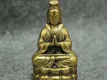 

Folk China Chinese Brass Buddhism Pray Kwan-Yin Quan Yin Buddha Statue Figurine height:8cm
