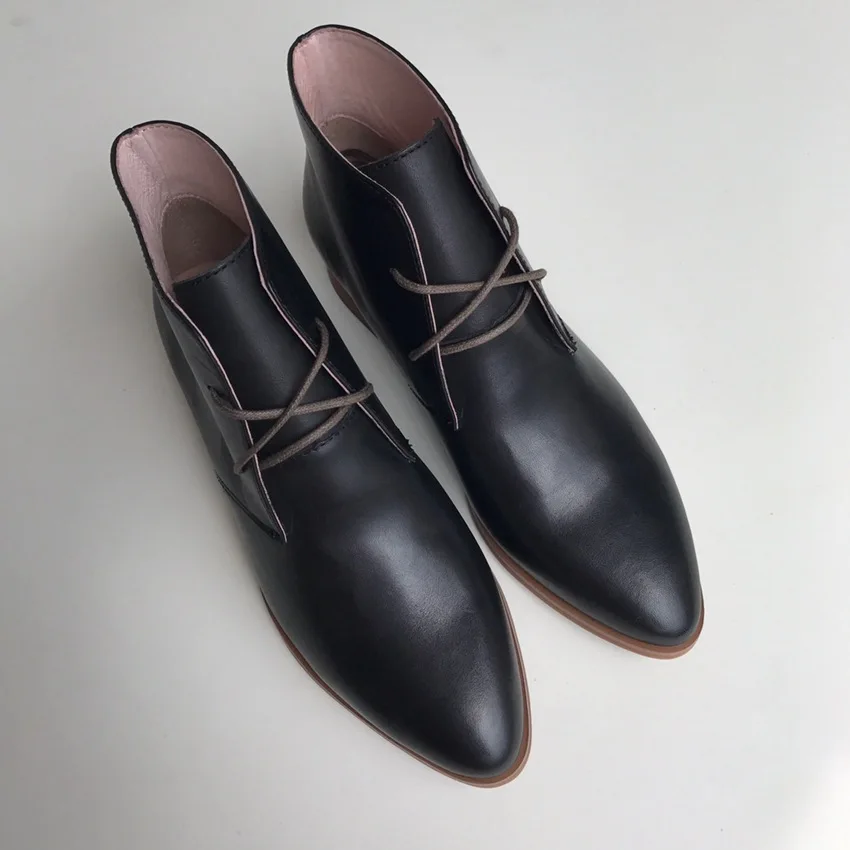 Martin Botas Mujer Bottes À Bottines Noir Noir orange Brun Véritable Plat Femmes Lacets Cuir vnUWTSgf