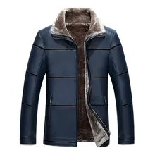 2017 Winter leather jacket men Thick liner PU Suede faux fur collar Male leather jackets coats Outerwear Parkas