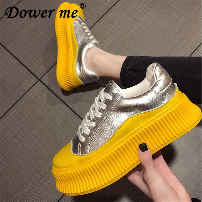 

Hot sale 2019 Newest women Glossy shoes muffin heavy-bottomed Creepers Platform Shoes Women Lace Up Creepers women casual Shoes