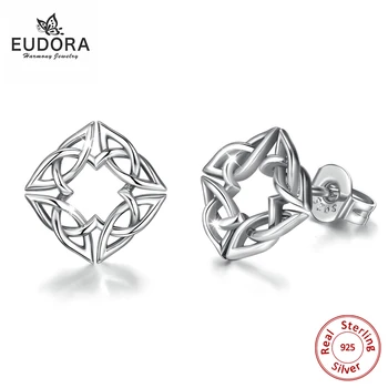

EUDORA 925 Sterling silver Celtics Knot Earring silver Flower Vintage Ear Stud jewelry for Women Beautiful Birthday gift CYE102