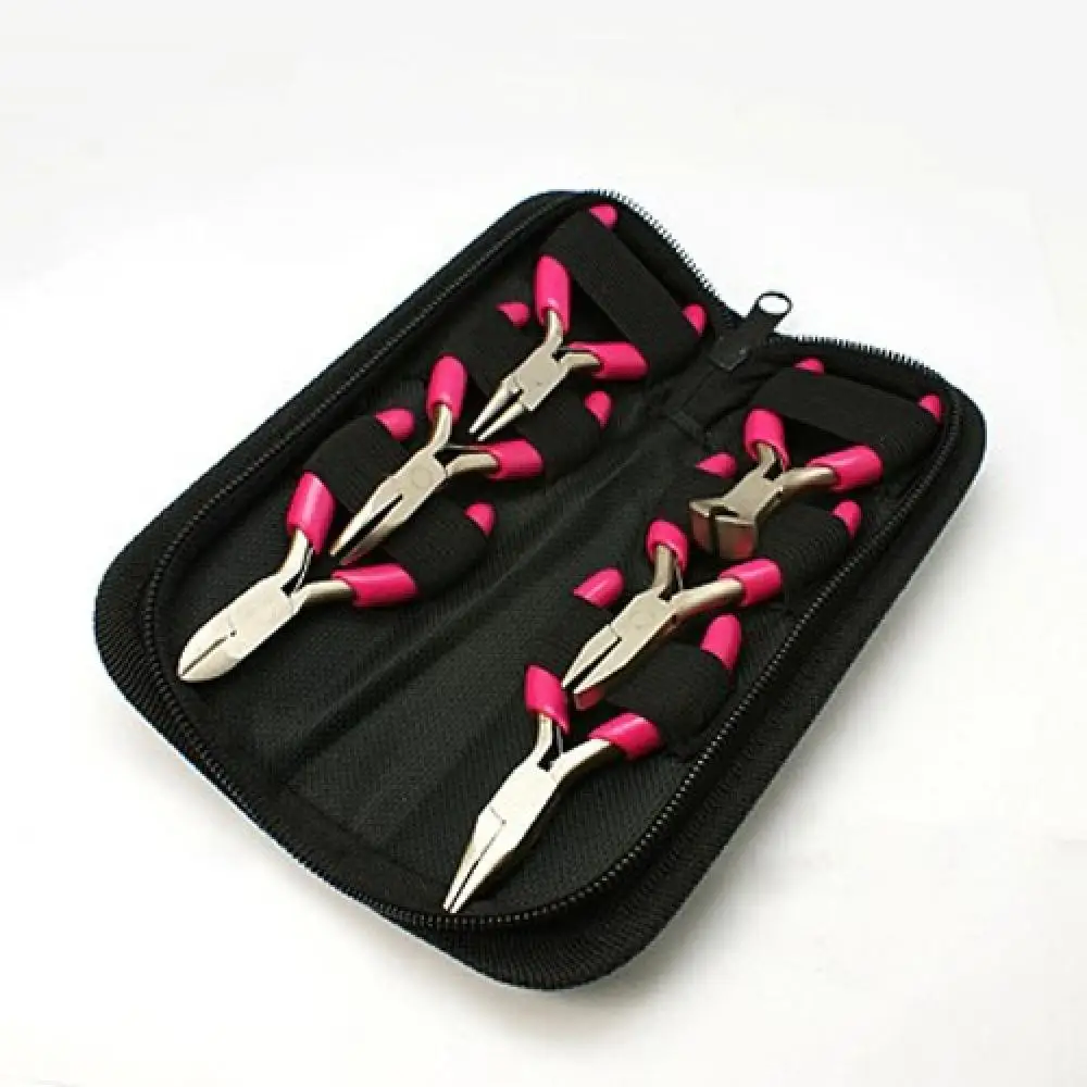 Mini Jewelry Pliers Sets DIY Jewelry Tools Equipments 6pcs lot For Jewelry Making Carbon Steel DeepPink