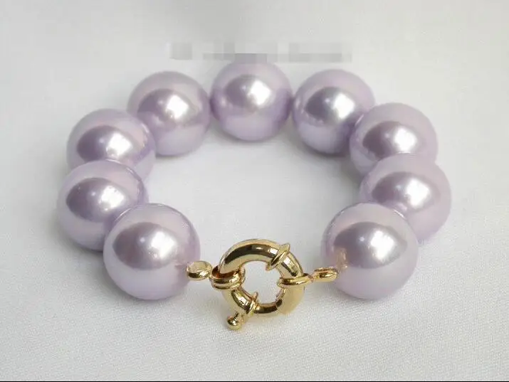 

FREE SHIPPING HOT sell new Style >>>>20mm round lavender south sea shell pearls Bracelet