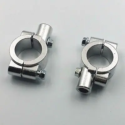 

Silver 1" 25mm Handlebar M10 10mm Mirror Clamps Mount for Honda Kawasaki Suzuki