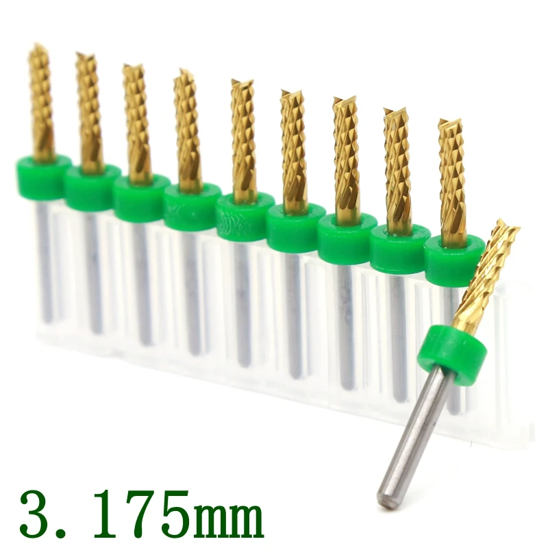  Titanium coated PCB milling cutter metal CNC router drill 3.175mm engraving knife tool for milling 