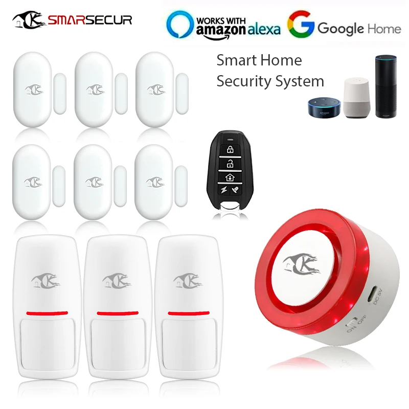 Wireless alarm siren kits security system auto-dial works for smart life app control compatible alexa google home Wireless alarm siren kits security system auto-dial works for smart life app control compatible alexa google home