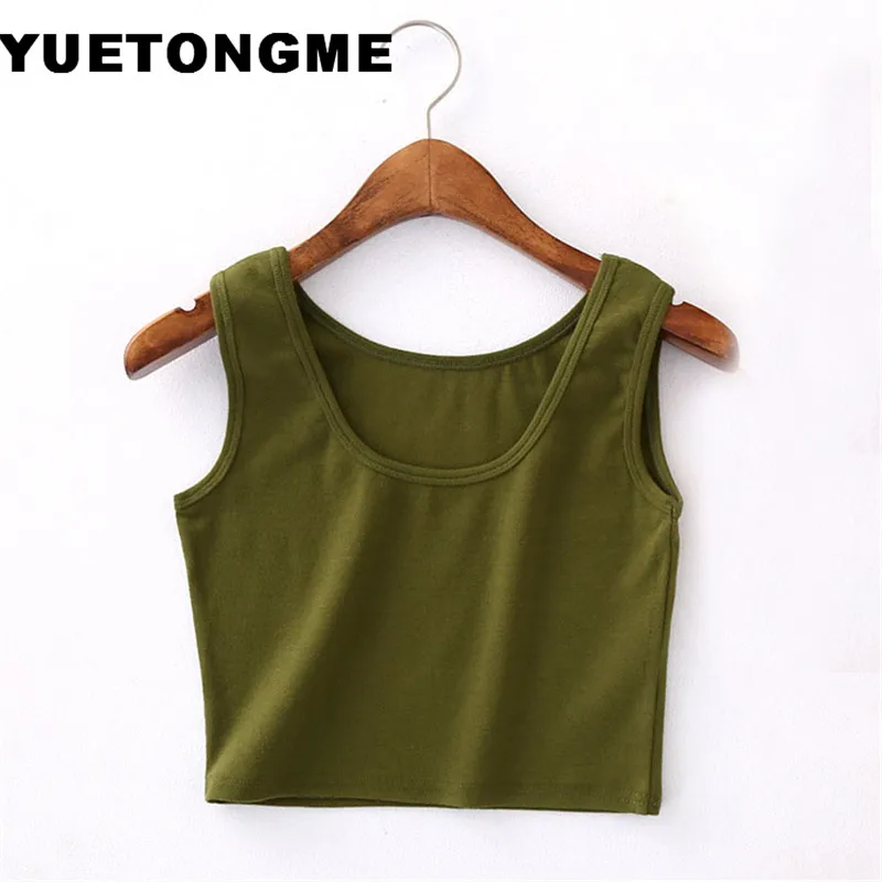 

YUETONGME short Women Top Crop Top Vest Cotton Stretch Women's Tanks Tops BTL075