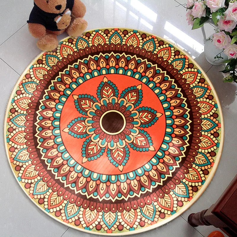 

round 80cm Mandala pattern European style Bohemia mat Anti-Slip Carpet Door mats doormat Outdoor Kitchen room Floor Mat Rug