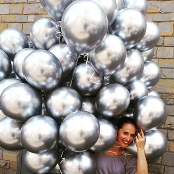 

12pcs 12inch Metallic balloon Chrome Balloons Latex Wedding Birthday Party Decoration Gold Silver Balloons Baby Bridal