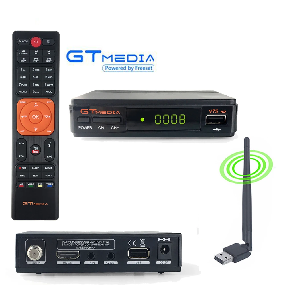 Gtmedia V7S HD цифровой рецептор DVB-S2 спутниковый ресивер 1080P Freesat v7 YouTube Biss VU Wi-Fi Clines декодер PVR USB Захват