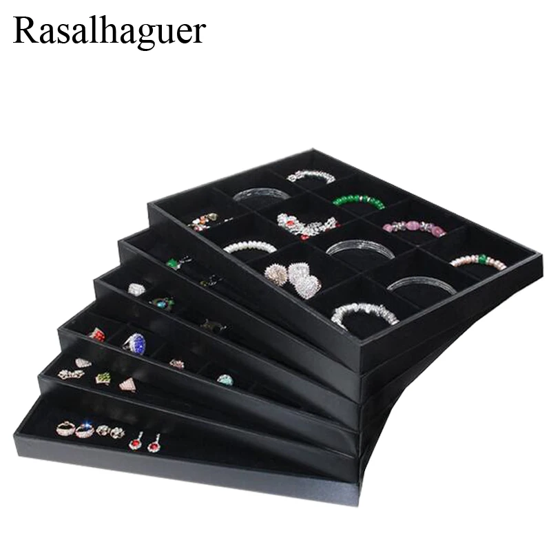 Hot Selling PU Frame Velvet Jewelry Organizer Jewellery Display Ring Box Necklace Earring Holder Various Models for Option