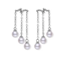 Women Gift word 925 Sterling silver real Round pearl earrings earrings Korean Star Earrings S925 Sterling Silver fringe long fem
