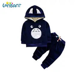 Одежда lonsant/комплекты одежды с героями мультфильмов для мальчиков и девочек модные детские бархатные толстовки и штаны детская зимняя