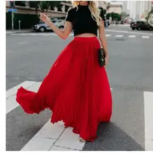 Летняя женская модная плиссированная юбка в стиле бохо, элегантная женская длинная юбка с эластичной резинкой на талии, Женская Расклешенная юбка