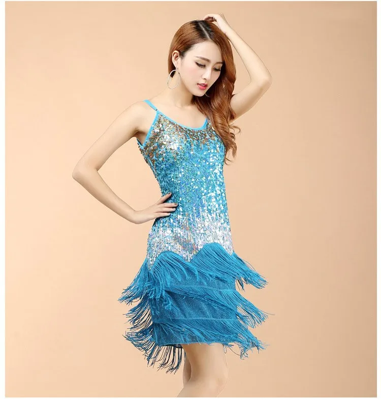 Для взрослых для женщин кисточкой костюмы для латинских танцев платье леди юбка девочек Конкурс одежда конкурсные танцевальные платья