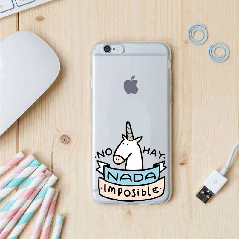 Mr wonderful NO HAY NADA IMPOSIBLE Maravilloso Unicornio Transparente Caja De Plástico cubierta para el iphone 5c se 5 5s 6 6 s 6 más 7 7 Plus|pc case screenpc microphone - AliExpress