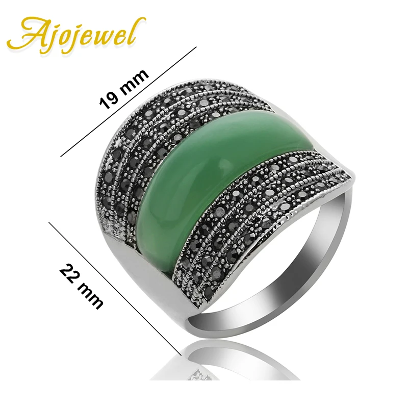 Finger ring gold color ring gold color rings Geometric Vintage Rings For Women With Green/Black/Red Stone Jewelry Wide Band Ring