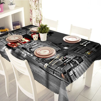 

3D Tablecloth Bustling City Night Pattern Merry Christmas Washable Cloth Thicken Rectangular and Round Table Cloth for Wedding