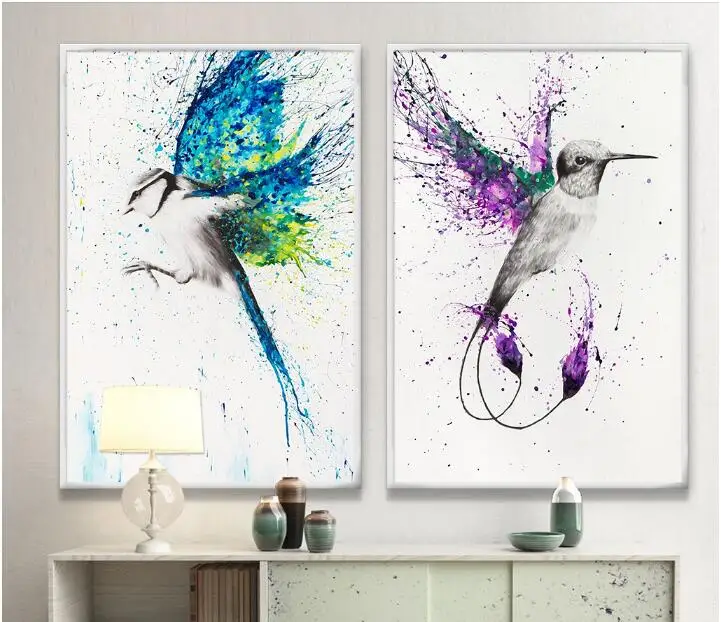 

Modular Home Decor Wall Art Canvas Painting Splash Abstract Flying Birds Pictures Hd Prints Nordic Watercolor Poster For Bedroom