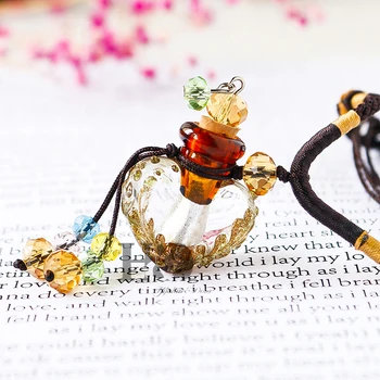 

New Handmade Murano Crystal Glass Heart Perfume Bottle Pendant Vial Necklace Baroque (With Cord) Perfume Bottle Jewelry Gift