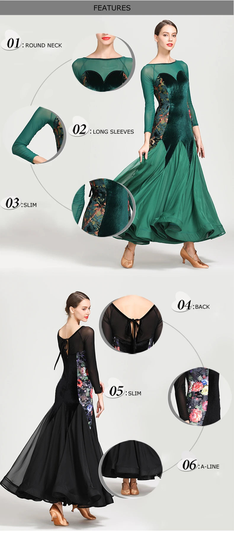 Ballroom Dance Competition Dresses Women Lady Waltz Dress Flamenco Dancing Costumes Standard Dance Dress