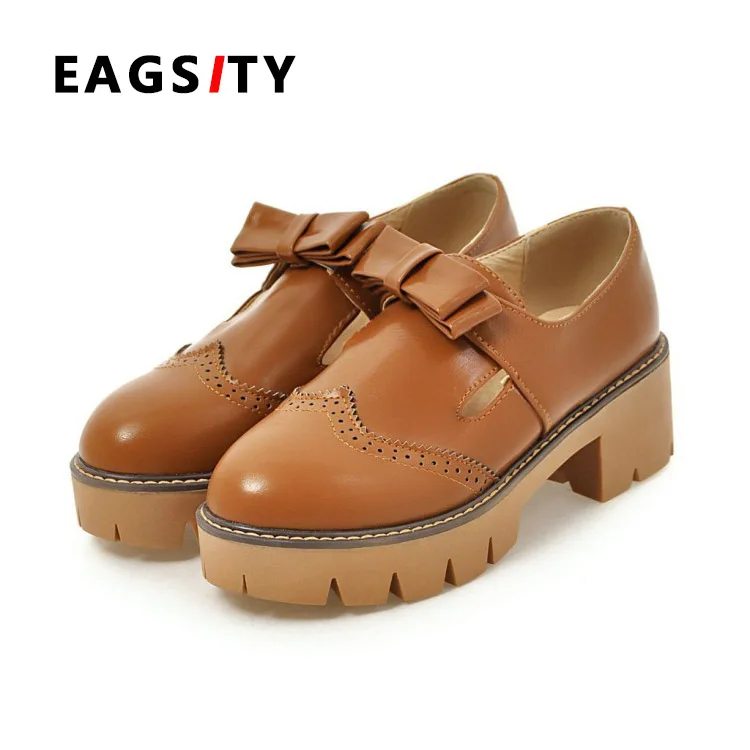 

2017 spring platform thick heel women casual shoes bow knot buckle strap slip on women shoes