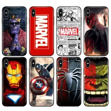 Черный ТПУ чехол для iphone 5 5S se 6 6s 7 8 plus x 10 XR XS MAX силиконовый чехол Marvel мстители капитан Железный человек танос