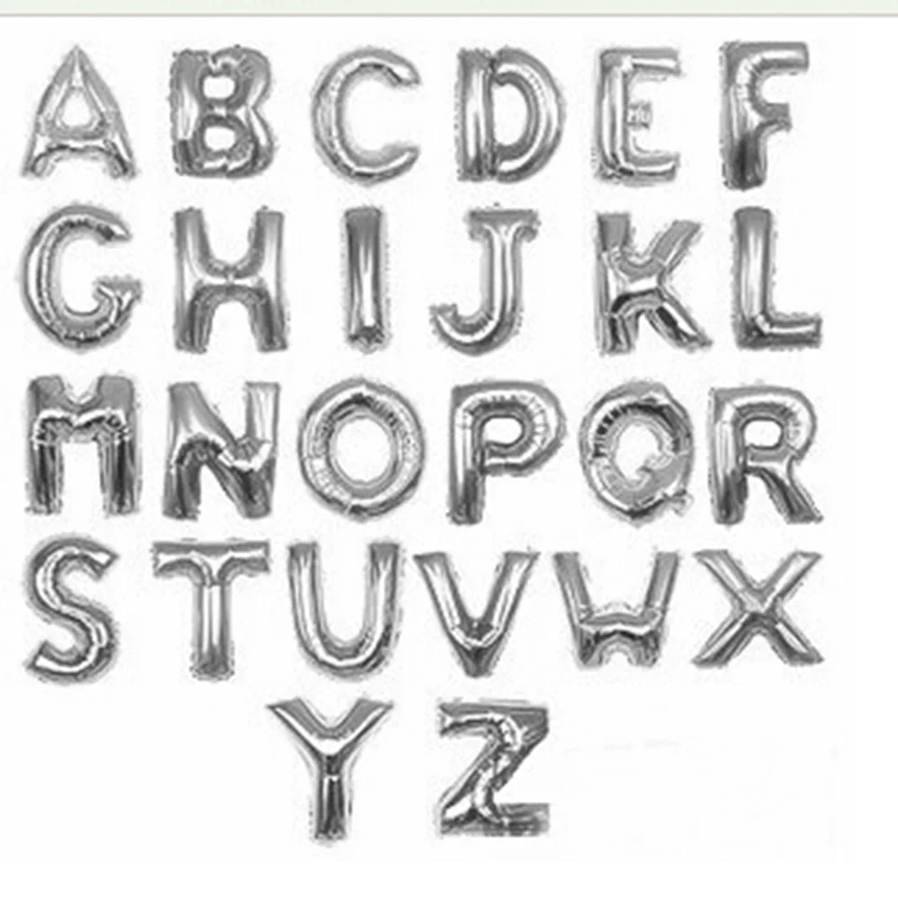Cheap 16 Inch Letter Float Balls Air Foil Silver Alphabet ABC A Z Balloon For Wedding