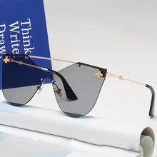 Модные роскошные солнцезащитные очки без оправы в виде пчелы, женские и мужские ретро брендовые дизайнерские Винтажные Солнцезащитные очки, женские грандиентные солнцезащитные очки zonnebril dames