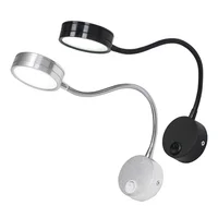 Black Silver 3W 5W 7W LED Reading Wall Lamps With Switch AC85-265V Modern Bedroom Bedside Lamp Light Body Hose Angle Adjustable 1