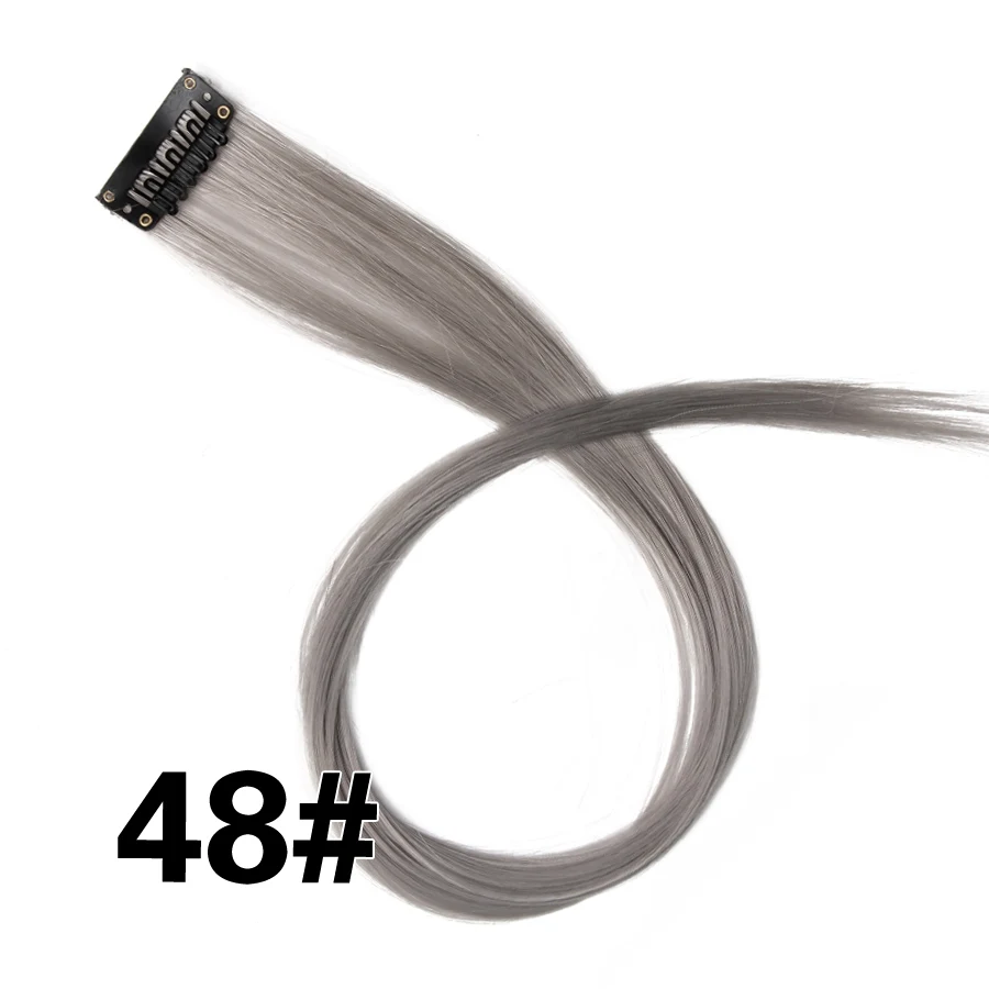 Alileader код Выделите Одна деталь зажим для волос в расширения Ombre 20 Цвета 50 см длинные прямые Синтетический шиньоны Клип на - Цвет: 48