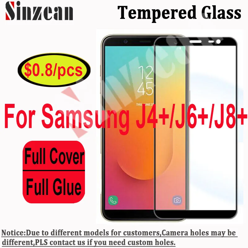 

Sinzean 25pcs For Samsung J4/J6 2018/J8+/J4+/J6+/J6 Plus/J8 Plus 2.5D Full Cover Tempered Glass Full Glue Screen Protector Film