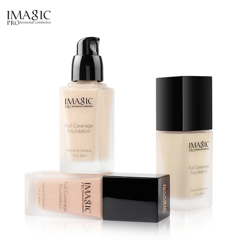 

IMAGIC Base Face Liquid Foundation Cream Full Coverage Concealer Oil-control Easy to Wear Soft Face Makeup Foundation with puff